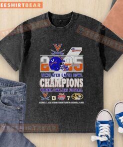Alt Text: Premium Virginia Cavaliers Football TaxSlayer Gator Bowl Champions 2025 washed t-shirt in navy blue, featuring team logo.