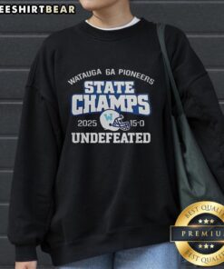 Premium Watauga Pioneers 6A State Champions 2025 sweatshirt featuring bold team logo and championship details.
