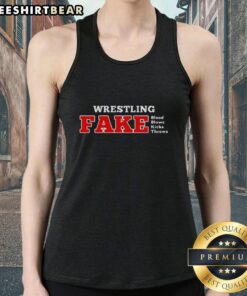 Premium Wrestling tank top featuring fake blood graphics, perfect for fans of wrestling blows, kicks, and throws.