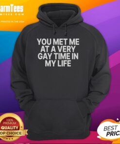 Premium You Met Me At A Very Gay Time Hoodie in vibrant colors, perfect for LGBTQ+ pride and casual fashion.