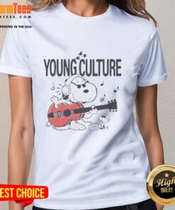 Alt Text: Premium Young Culture Snoopy Drift Streetwear Ladies Tee featuring a stylish Snoopy graphic on a trendy tee shirt.