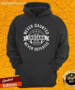 Alt Text: Indiana Hoosiers hoodie celebrating 2025 National Champions, 'Pretty 50 Years In The Making, Never Daunted, Never Defeated'.