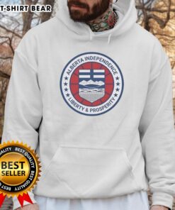 Pretty Alberta Independence Liberty and Prosperity Circle Logo Hoodie showcasing a stylish design for proud supporters.