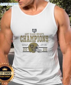 Alt Text: Pretty Army Black Knights Football 2025 Wasabi Fenway Bowl Champions helmet tank top showcasing team spirit.