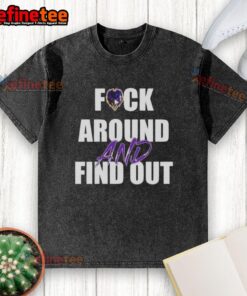 Pretty Baltimore Ravens 'Fck Around And Find Out' washed t-shirt, showcasing team spirit and casual style for fans.