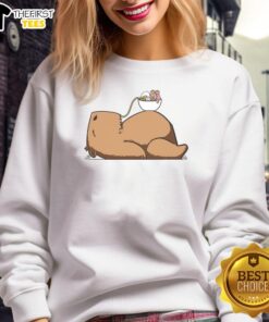 Cozy Pretty Capy Ramen Sweatshirt featuring a cute capybara design and vibrant ramen graphics, perfect for casual wear.