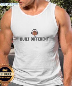 Stylish Pretty Caseoh Built Different headphone tank top featuring vibrant colors and a trendy design for music lovers.