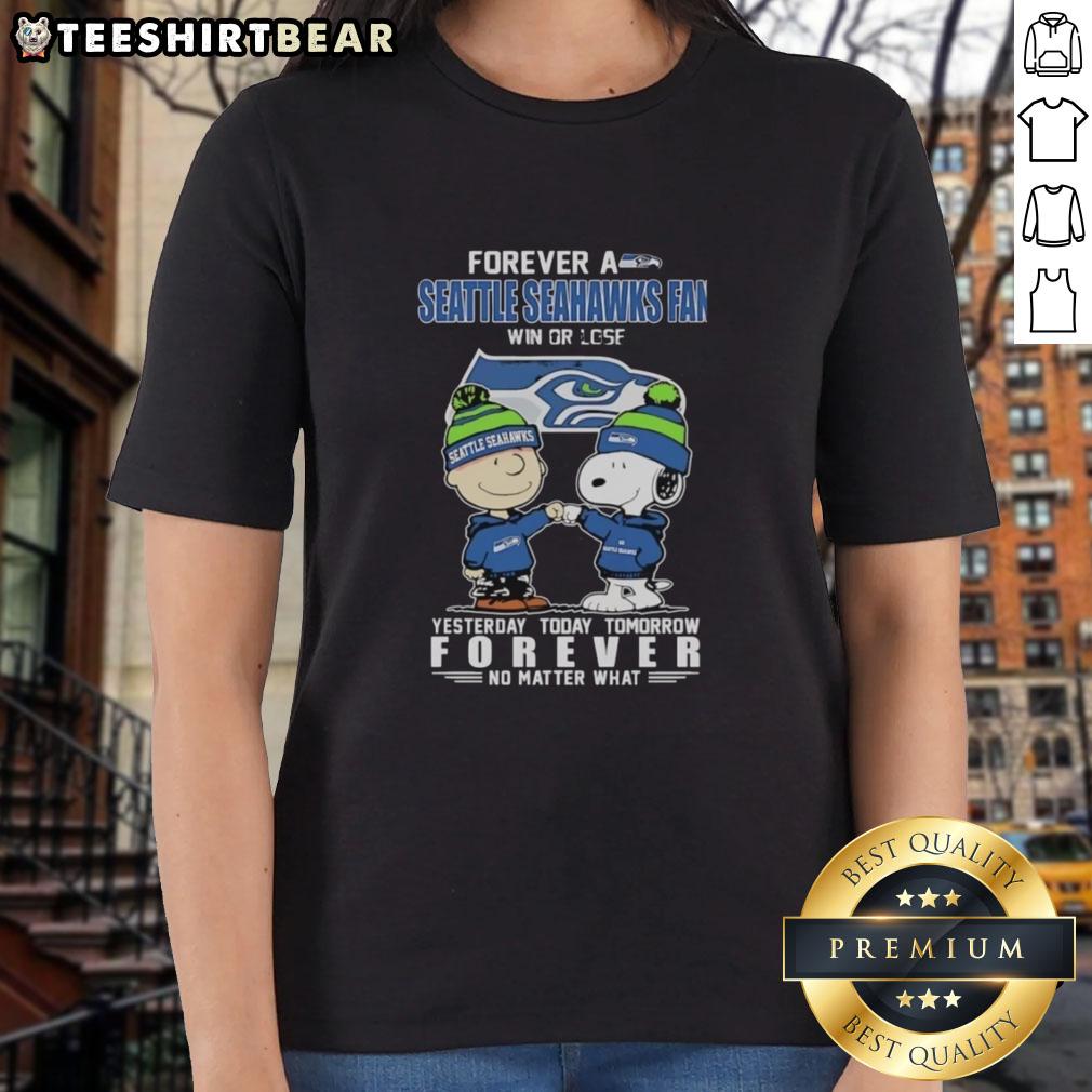 pretty-charlie-brown-fist-bump-snoopy-forever-a-seattle-seahawks-fan-win-or-lose-no-matter-what-ladies-tee Alt Text: Pretty Charlie Brown fist bump with Snoopy, celebrating Seattle Seahawks fan spirit in a ladies tee design.