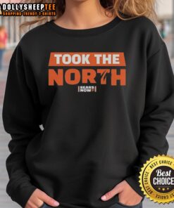Stylish Chicago Bears sweatshirt featuring 'Now Took The North' design, perfect for fans and game day wear.