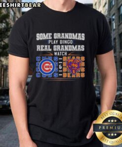 Pretty Chicago Cubs and Bears T-shirt for grandmas who love bingo and sports - perfect gift for Chicago fans.