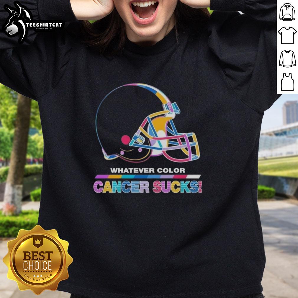 pretty-cleveland-browns-football-whatever-color-cancer-sucks-logo-colors-sweatshirt Pretty Cleveland Browns football sweatshirt featuring 'Cancer Sucks' logo in team colors, perfect for fans and supporters.