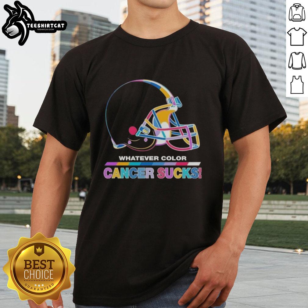 pretty-cleveland-browns-football-whatever-color-cancer-sucks-logo-colors-t-shirt Alt Text: Cleveland Browns football t-shirt featuring vibrant colors and 'Cancer Sucks' logo, perfect for supporters and awareness.