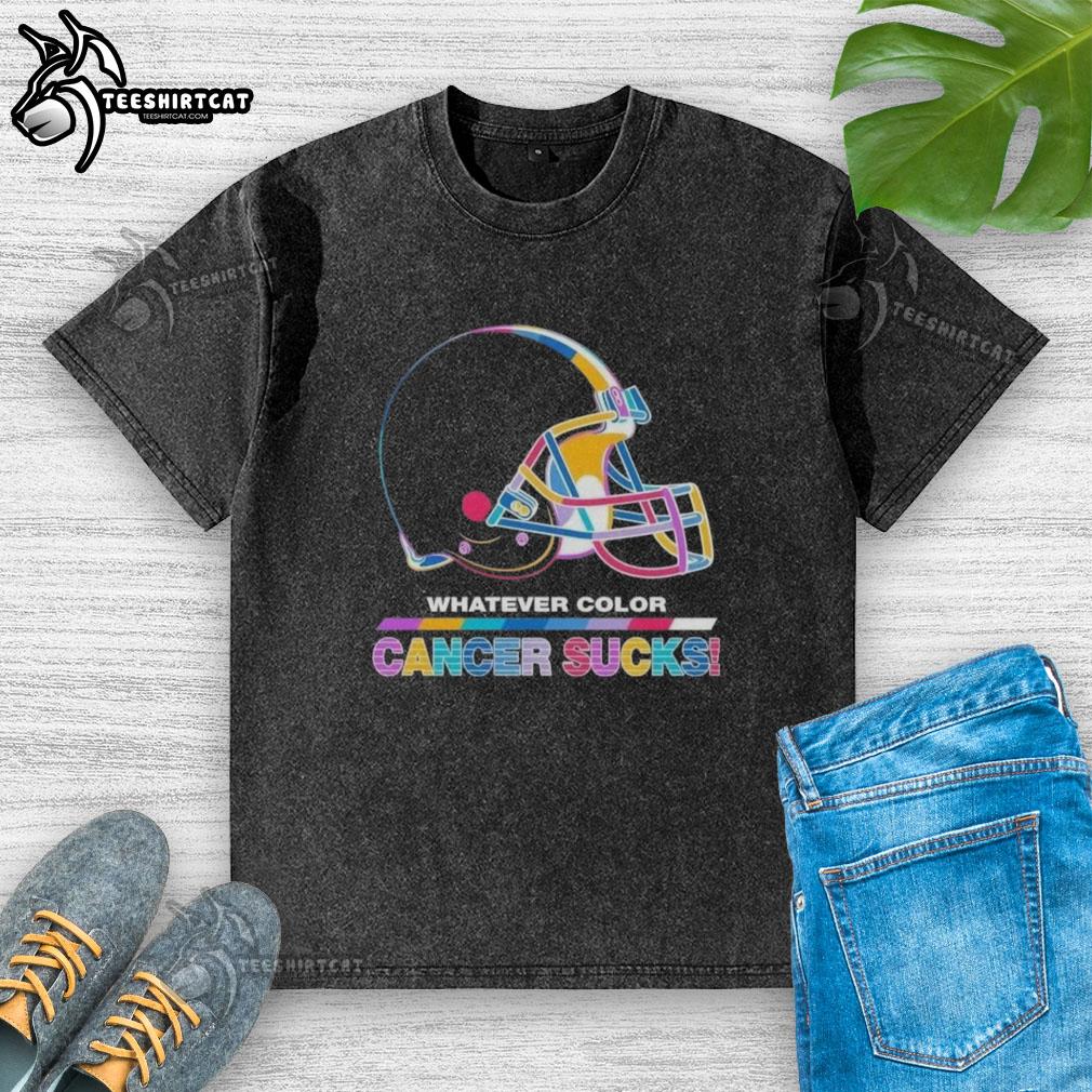 pretty-cleveland-browns-football-whatever-color-cancer-sucks-logo-colors-washed-t-shirt Cleveland Browns Football t-shirt in washed colors featuring 'Cancer Sucks' logo, perfect for fans and awareness.