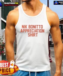 Pretty Denver Broncos football tank top featuring Nik Bonitto appreciation letter design for fans and sports enthusiasts.