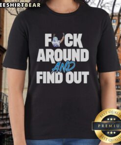 Pretty Detroit Lions Brian Branch 'Fck Around And Find Out' Ladies Tee showcasing team spirit and style.