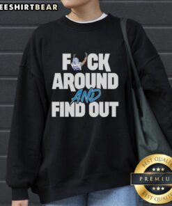 Alt Text: Pretty Detroit Lions Brian Branch 'Fck Around And Find Out' sweatshirt featuring bold graphics and team colors.