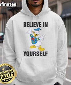 Pretty Donald Duck hoodie featuring 'Believe In Yourself' design, perfect for Disney fans and casual wear.