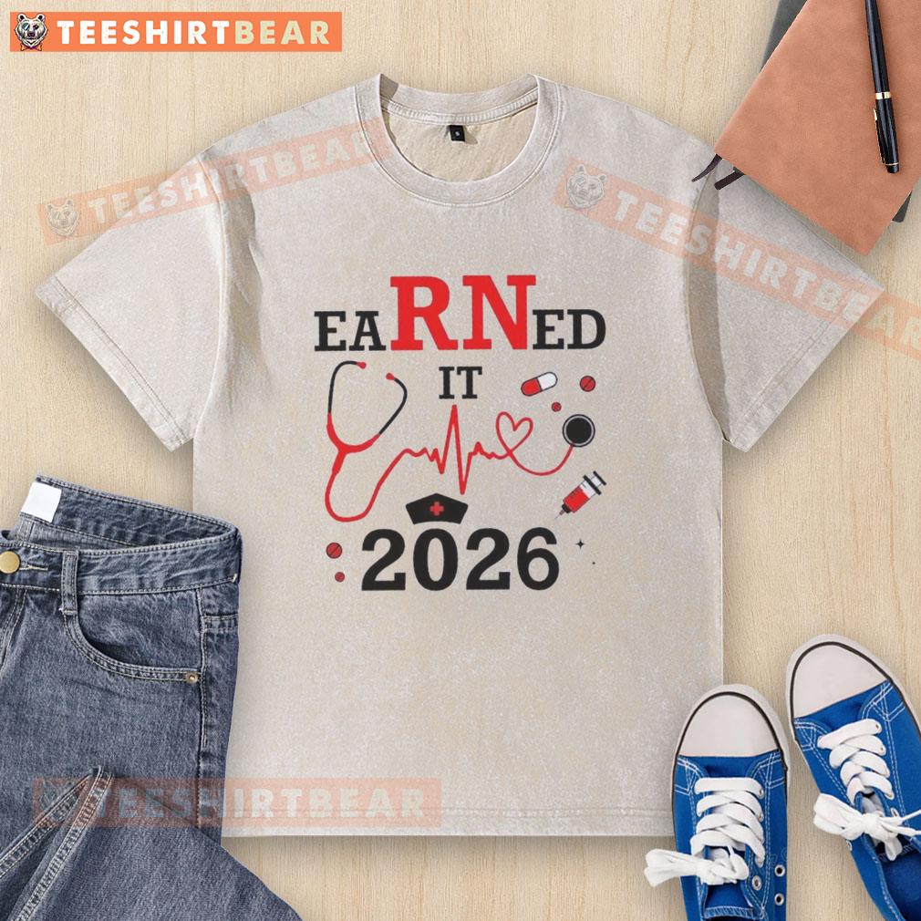 pretty-earned-it-rn-registered-nurse-2026-washed-t-shirt Alt Text: Pretty Earned It RN Registered Nurse 2026 washed t-shirt featuring a stylish design for proud nurses.