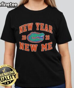 Alt Text: Pretty Florida Gators football New Year New Me 2026 logo on a stylish ladies tee, perfect for game day fashion.