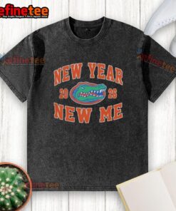 Pretty Florida Gators Football New Year New Me 2026 logo on a washed t-shirt, perfect for Gators fans.