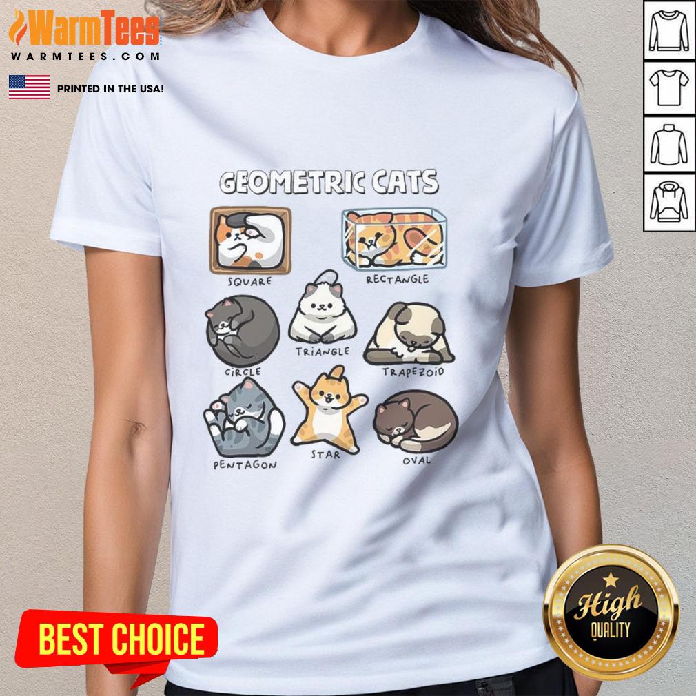 pretty-geometric-cats-ladies-tee Pretty geometric cats ladies tee featuring colorful feline designs on a stylish women's shirt.