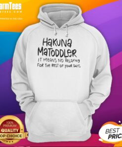 Alt Text: Toddler wearing 'Hakuna Matoddler' hoodie, perfect for playful days with no worries or relaxing moments.