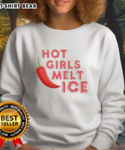 Pretty hot girls wearing 'Melt Ice' sweatshirts, showcasing a stylish and trendy streetwear fashion look.