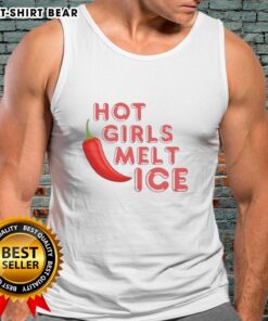 Pretty hot girls in stylish tank tops melt ice in a vibrant summer setting, showcasing trendy outdoor fashion.