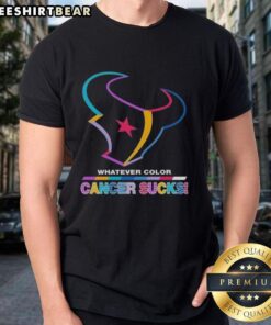 Alt Text: Pretty Houston Texans Football Cancer Sucks T-Shirt in vibrant colors, supporting cancer awareness and team spirit.