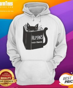 Pretty Humans User Manual for Cats Remix Hoodie in vibrant colors, perfect for cat lovers and cozy fashion.