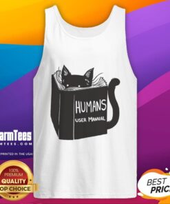 Pretty Humans User Manual for Cats Remix Tank Top featuring a playful design for cat lovers and stylish pet enthusiasts.