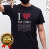 Pretty 'I Love My Emo' T-Shirt design featuring colorful graphics, perfect for emo fashion enthusiasts.