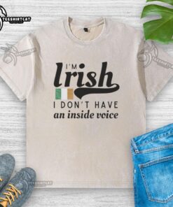 Pretty I'm Irish I Don't Have an Inside Voice t-shirt with Republic of Ireland flag design, perfect for proud Irish fans.