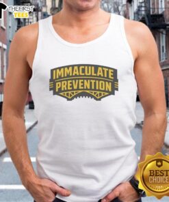 Alt Text: Pretty Immaculate Prevention City Pittsburgh Steelers football tank top featuring team colors and logo design.