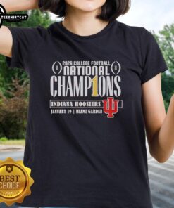 Pretty Indiana Hoosiers CFP National Champions 2026 ladies tee featuring team colors and logo for female fans.