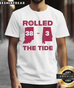 Indiana Hoosiers vs Alabama Crimson Tide Rolled 38-3 T-Shirt showcasing team pride and game highlights.