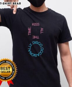 Pretty Kiss All The Time Disco Logo T-Shirt featuring vibrant graphics and stylish design for music lovers.