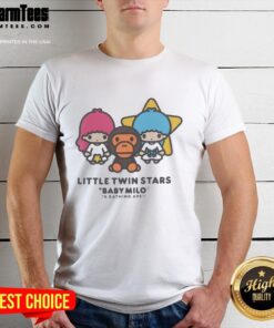 Alt Text: Pretty Little Twin Stars Baby Milo A Bathing Ape T-Shirt featuring colorful graphics on a soft fabric for infants.