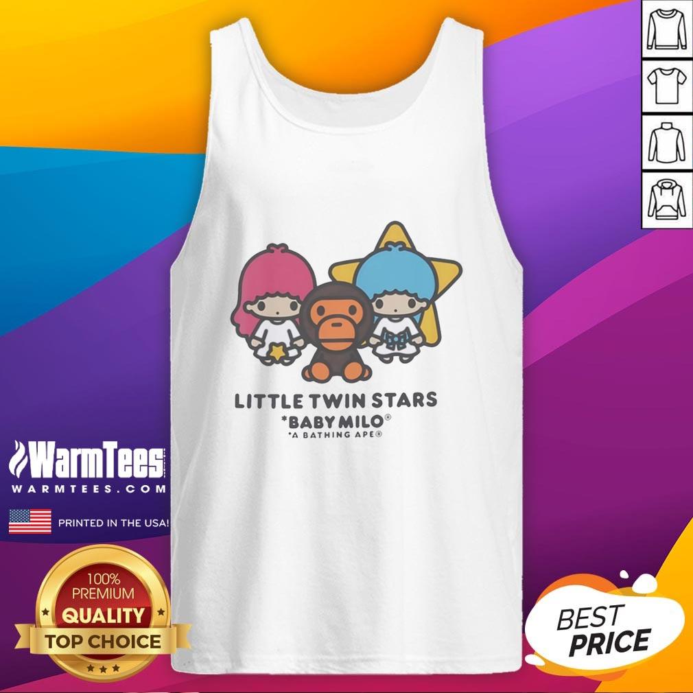 pretty-little-twin-stars-baby-milo-a-bathing-ape-tank-top Pretty Little Twin Stars Baby Milo A Bathing Ape tank top featuring a colorful star print on a cute baby outfit.