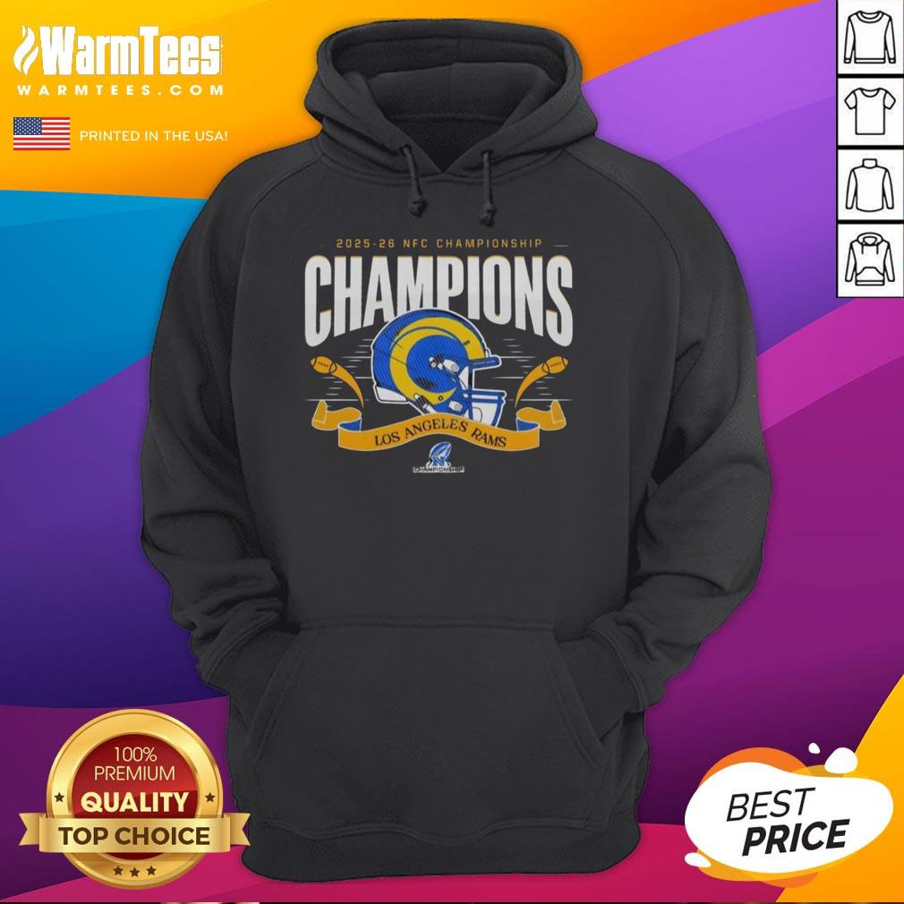 pretty-los-angeles-rams-nfc-championship-champions-2025-26-big-helmet-center-hoodie Alt Text: Los Angeles Rams NFC Championship 2025-26 hoodie featuring a large helmet design, perfect for fans and collectors.