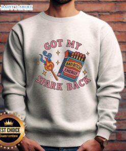 Alt Text: Cozy sweatshirt featuring 'Bad Bitch Energy' and a matchbox graphic, perfect for sparking confidence and style.