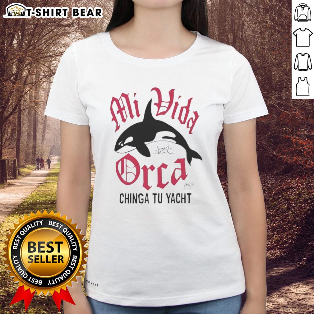 Pretty Mi Vida Orca Chinga Tu Yacht Ladies Tee Pretty Mi Vida Orca Chinga Tu Yacht ladies tee featuring a stylish design perfect for nautical fashion enthusiasts.