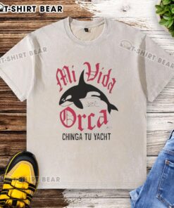 Pretty Mi Vida Orca Chinga Tu Yacht washed t-shirt featuring a vibrant design, perfect for casual summer wear.