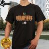 Miami Hurricanes 2026 CFP Semifinal Fiesta Bowl Champions T-Shirt featuring vibrant team colors and logo design.