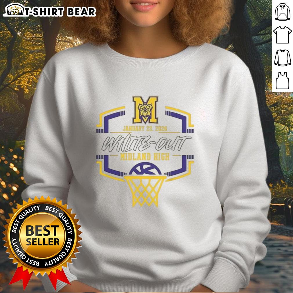 Pretty Midland Bulldog Basketball White Out Midland High 2026 Sweatshirt Midland High 2026 sweatshirt featuring a white-out design for Bulldog basketball, showcasing school spirit and team pride.