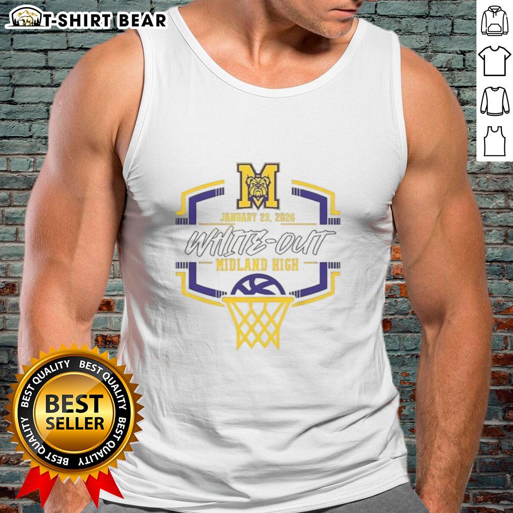 Pretty Midland Bulldog Basketball White Out Midland High 2026 Tank Top Midland Bulldogs basketball white-out tank top for 2026, featuring a stylish design for fans and players.
