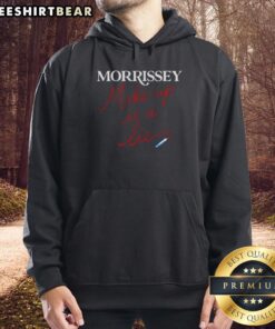 Pretty Morrissey Make Up Is A Lie hoodie featuring bold graphics and stylish design, perfect for fans of Morrissey.