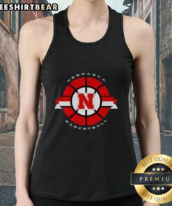 Alt Text: Stylish Nebraska Cornhuskers basketball classic circle logo tank top, perfect for fans and casual wear.
