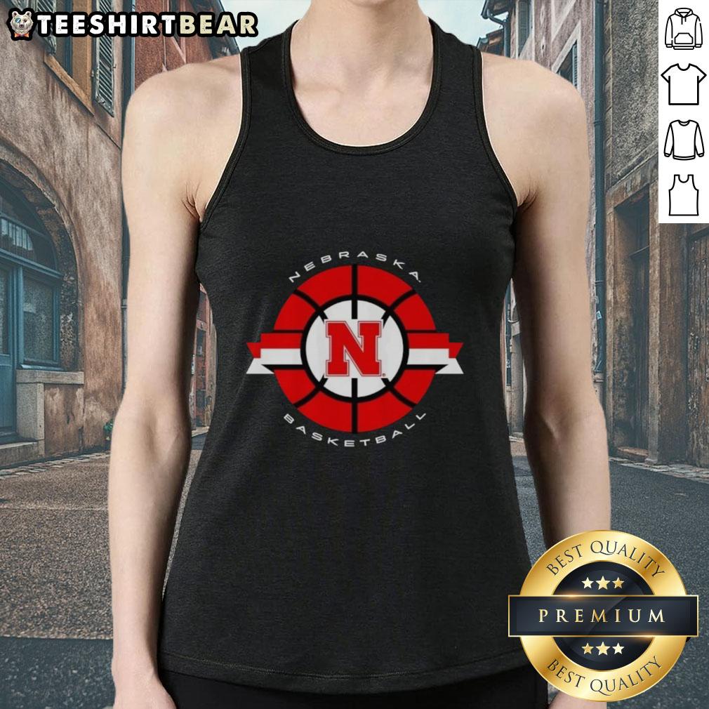 pretty-nebraska-cornhuskers-basketball-classic-circle-logo-tank-top Alt Text: Stylish Nebraska Cornhuskers basketball classic circle logo tank top, perfect for fans and casual wear.