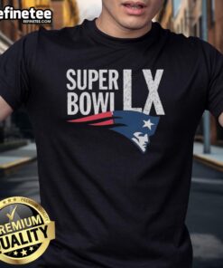Pretty New England Patriots AFC Championship 2026 Super Bowl LX T-Shirt featuring team colors and logo for fans.